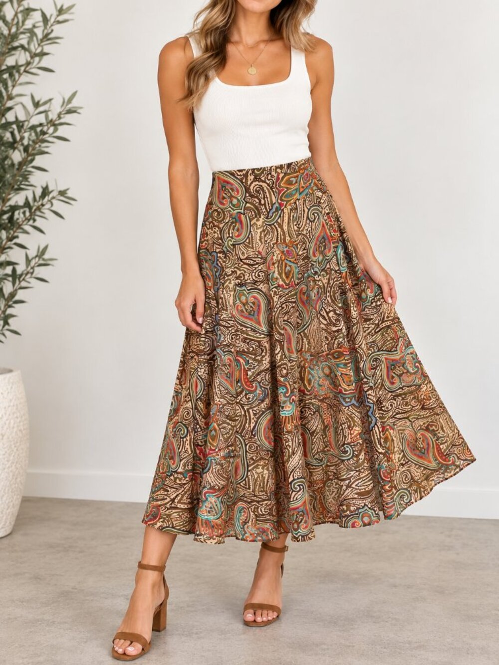 Coldwater Creek XS Paisley Boho A Line Skirt